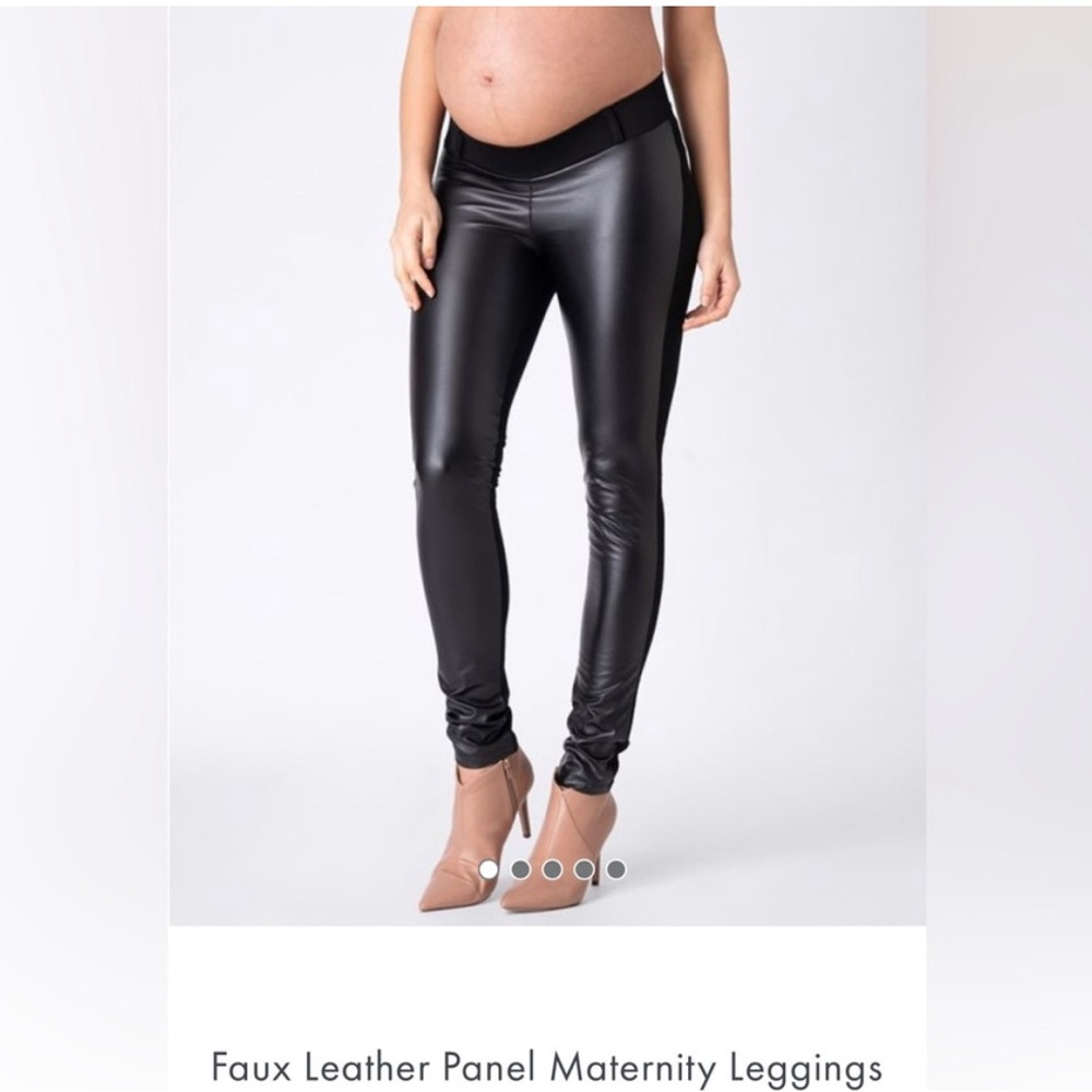 Seraphine Faux Leather Panel Maternity Leggings Size 12